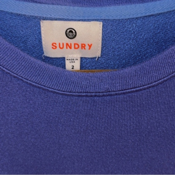 Revolve SUNDRY Arm 3 color Stripe sweatshirt crewneck Iris Red white size 2 - Picture 6 of 13